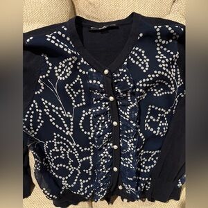 Karl Lagerfeld Navy and White Sweater